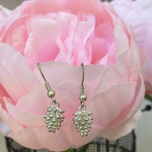 Tiny Elegant Silver Pinecone Earrings- Handmade